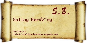 Sallay Berény névjegykártya